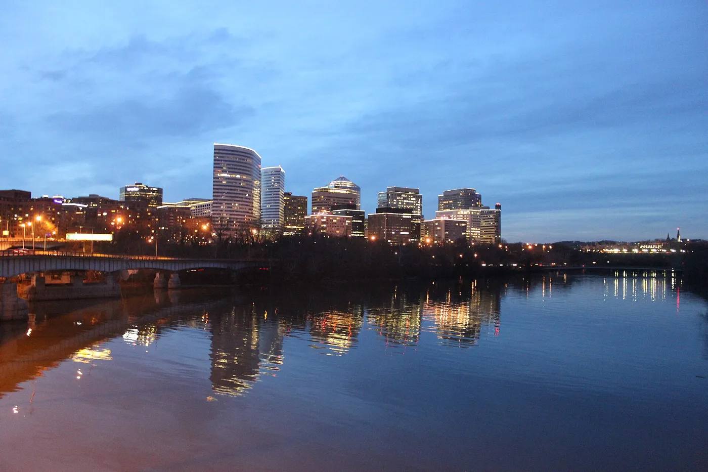 The Rosslyn end of the corridor, across the Potomac