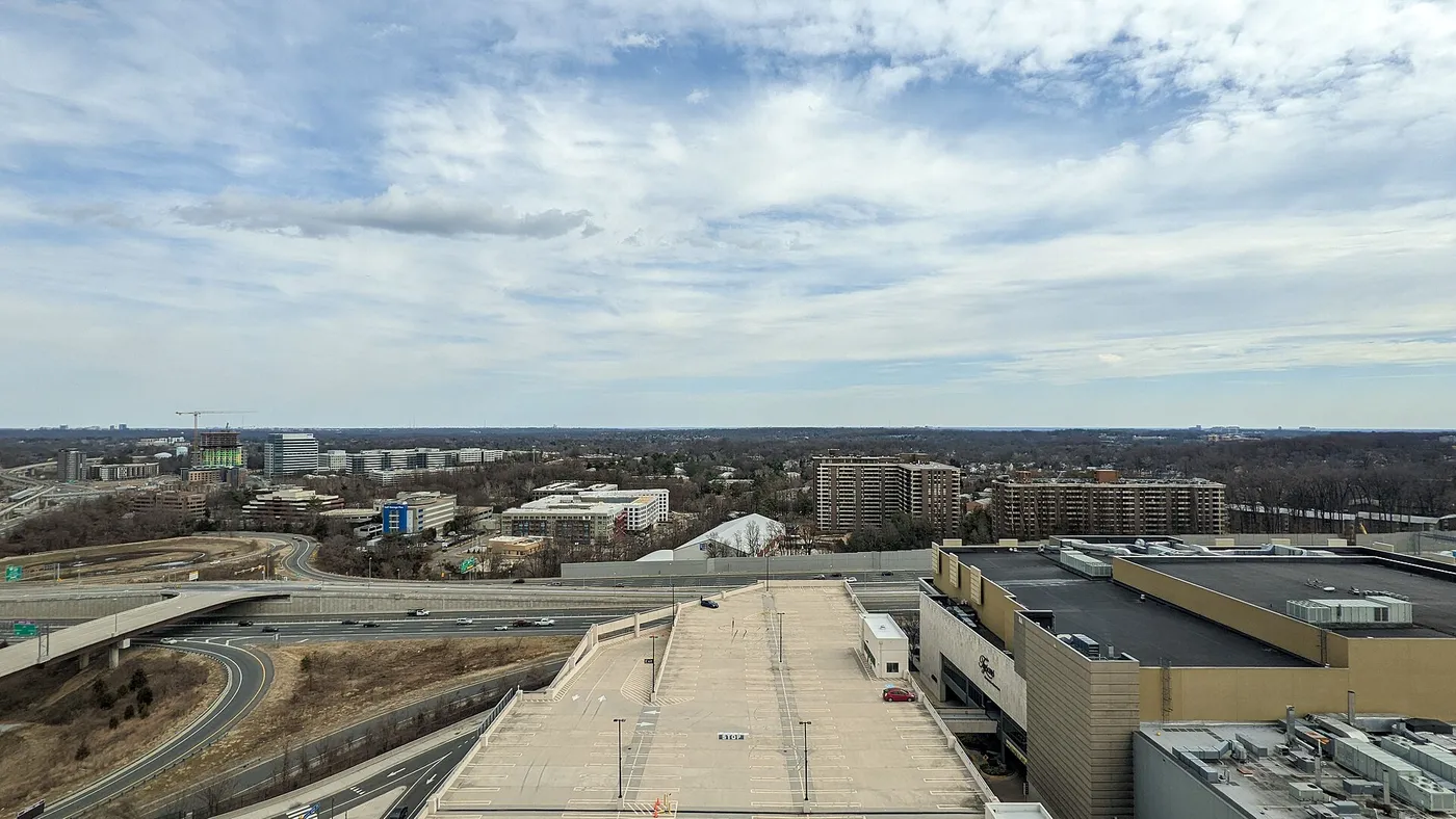 The Tysons skyline at dusk